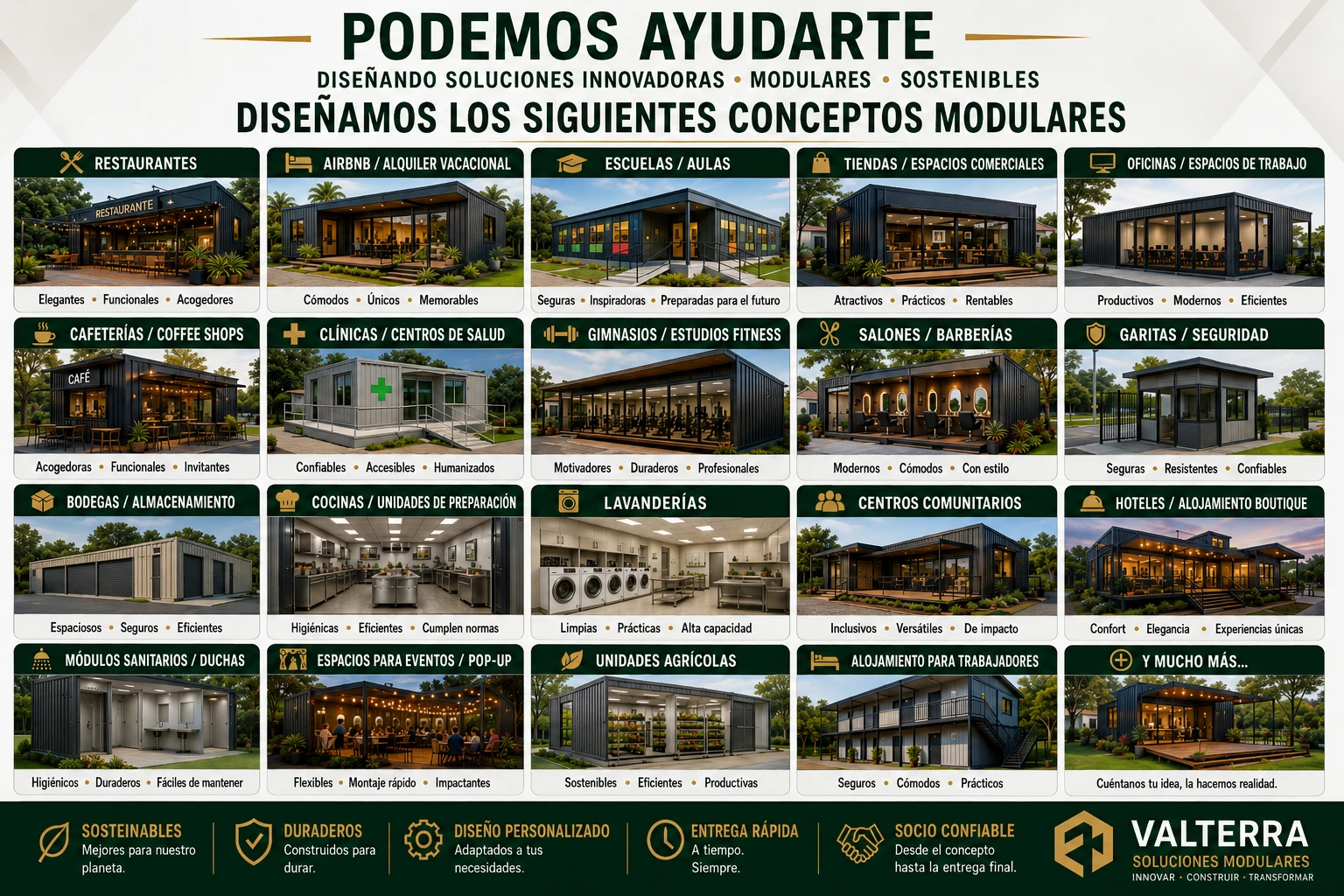 Resumen de conceptos de construcción modular ofrecidos por Valterra
