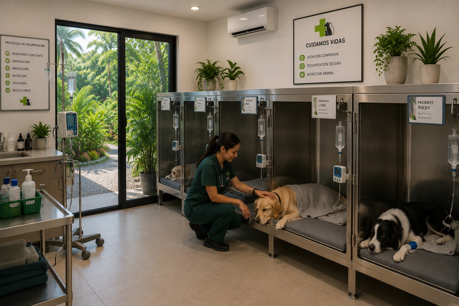 Sala de recuperación veterinaria conceptual