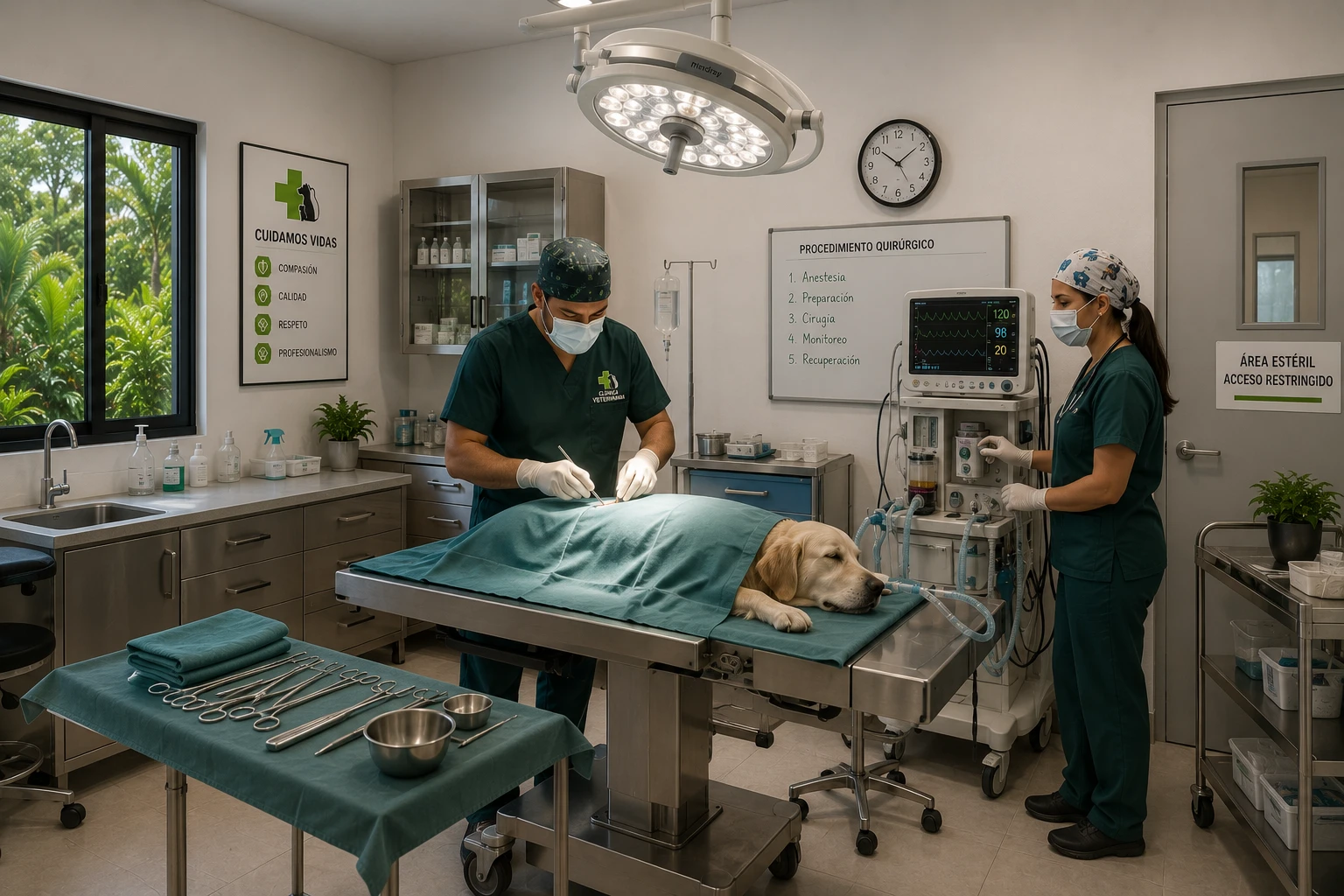 Quirófano veterinario conceptual