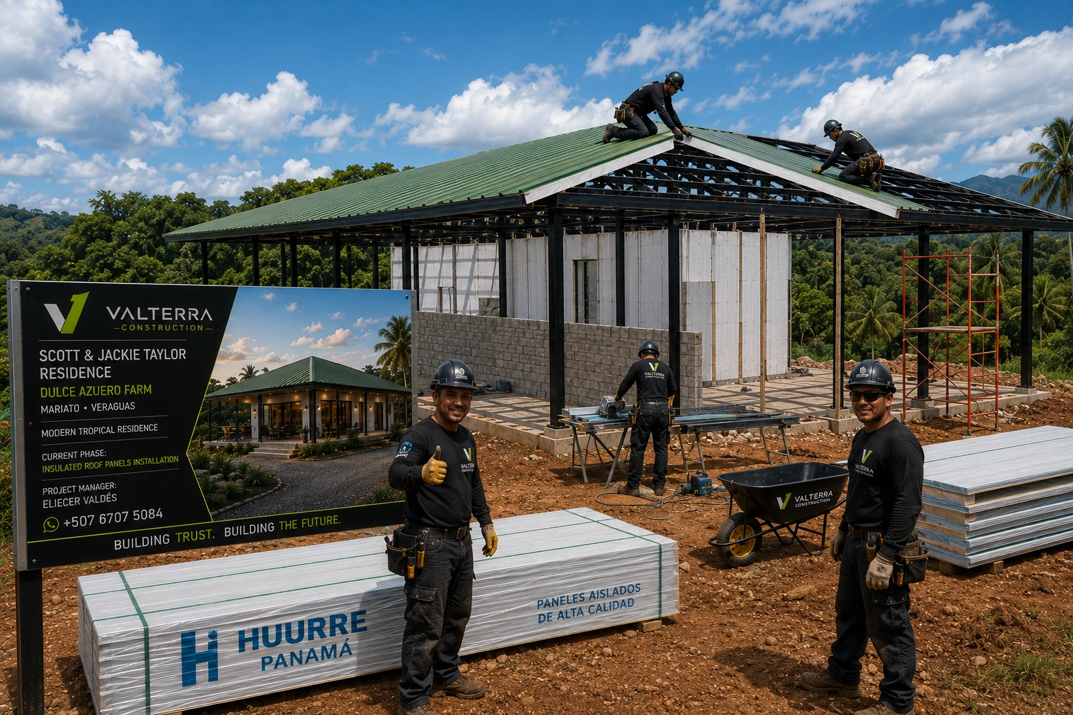 Instalación de los paneles aislados Huurre Panamá